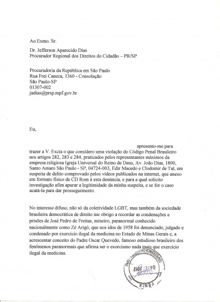 Denuncia contra a Igreja Universal por charlatanismo