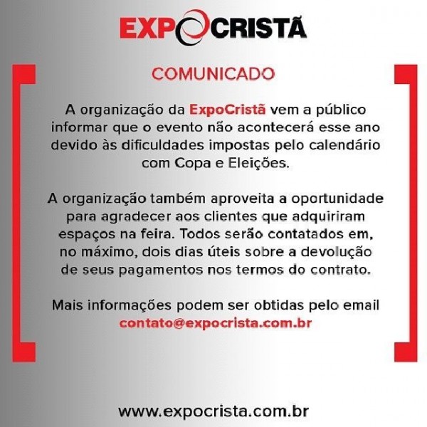 cancelamento expocrista 2014