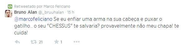 tweet ameaca de morte - marco feliciano