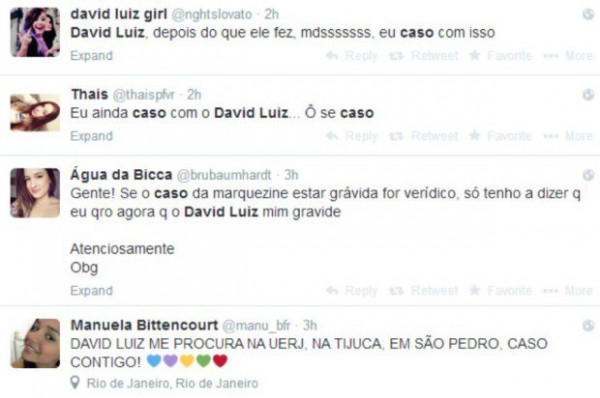 david luiz - pedido casamento torcedoras - redes sociais