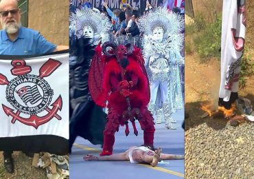 Pastor queima bandeira do Corinthians em protesto contra o desfile da Gaviões da Fiel