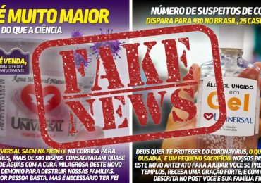 É falso que a Universal estaria vendendo álcool em gel ungido por R$ 500