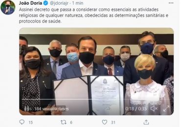 Doria faz cálculo político e reconhece atividades religiosas como essenciais