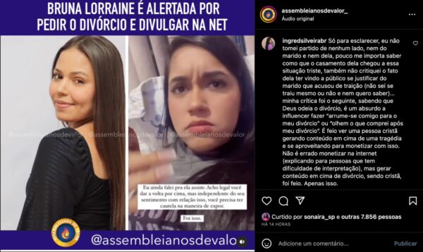 Influenciadora critica Bruna Lohaine por transformar divórcio em espetáculo: ‘Monetizando tragédia’