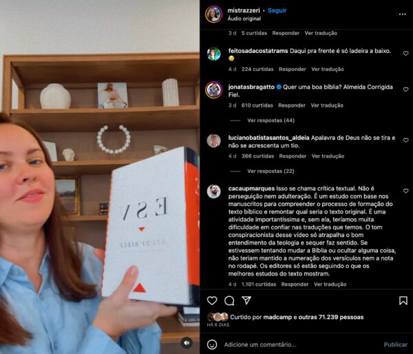 Influencer denuncia remoção de versículos da Bíblia; Teólogos explicam motivos