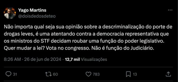 Pastores protestam contra ‘ditadura do Judiciário’ após STF liberar consumo de maconha