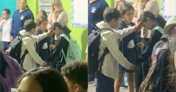 Pai flagra crianças orando por sua filha e se emociona: ‘Puro e sincero’
