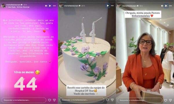 Ex-primeira-dama celebra aniversário em culto e pede orações por Bolsonaro